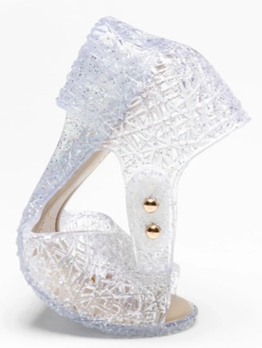 Girls Glitter Jelly Sandals Low Heel Princess Dress Up Party Shoes 6 7 8 9 11 12